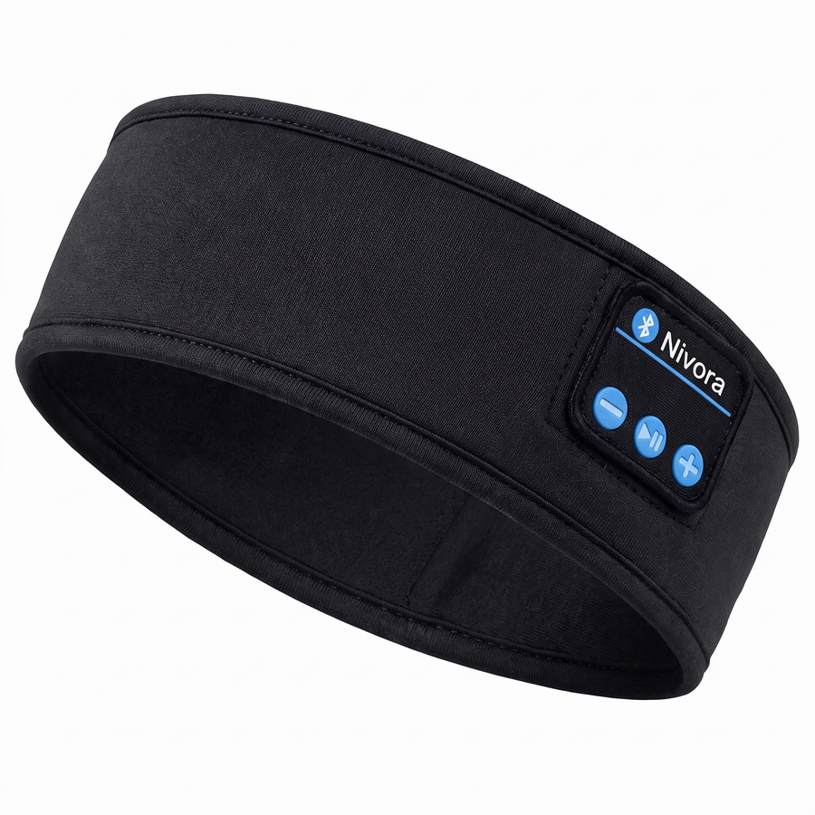 Nivora Bluetooth ski headband in midnight black